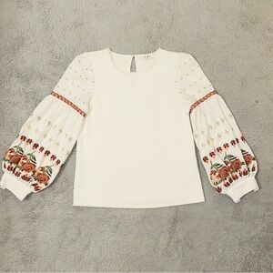 THML White Blouse with Floral Sleeves